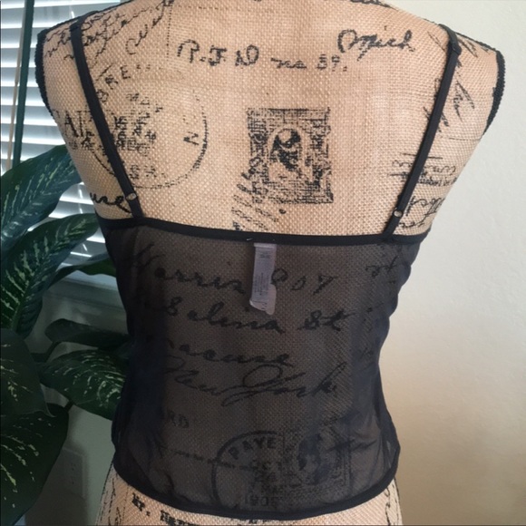 NWT Victoria Secret Gold Sequins with Black Mesh Overlay Top. - Picture 2 of 7